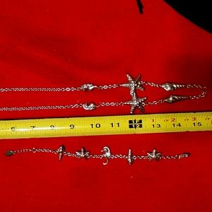 STARFISH SHELL SEAHORSE NECKLACE & BRACELET SILVER SET NWOT